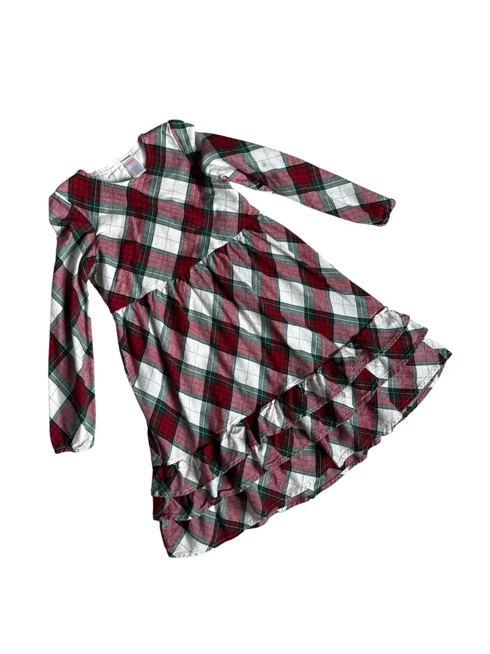 Gymboree Girls Plaid Ruffle Holiday Dress in Red, Green, and White Size 10
